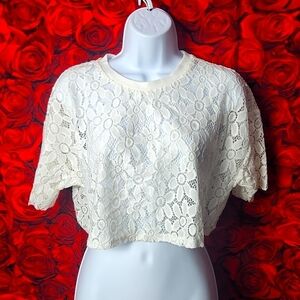 Forever 21 White Lace Floral Crop Top